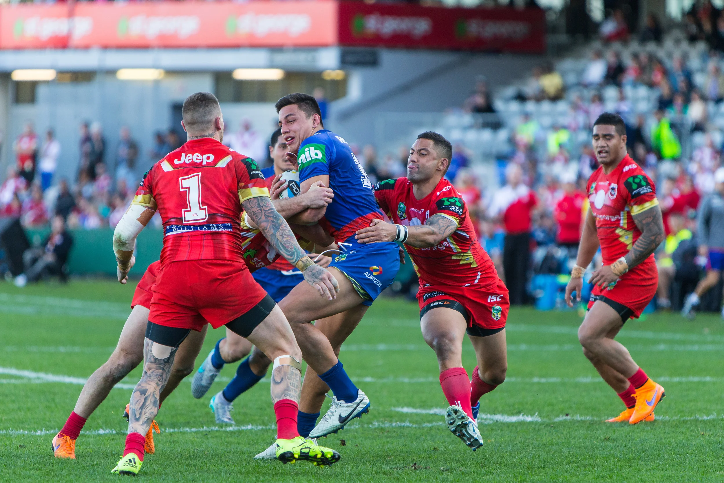 Joseph Tapine tries to get away from Benji and Dugan