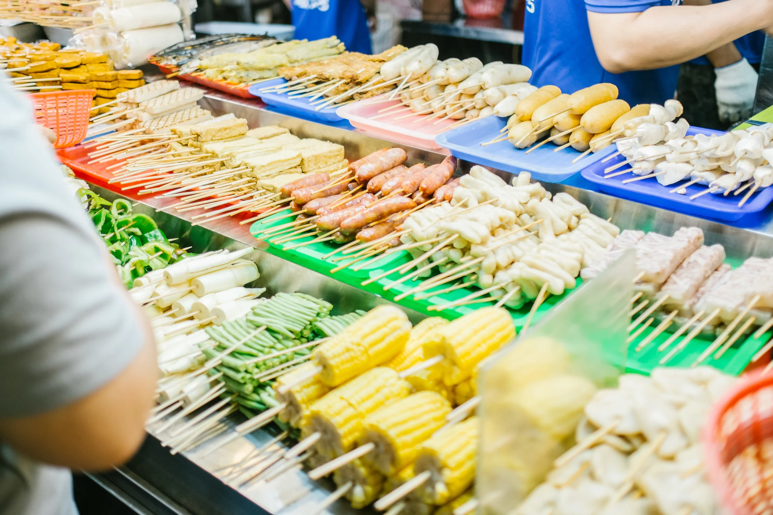Assorted skewers, I wonder how long the meat has been out there :)