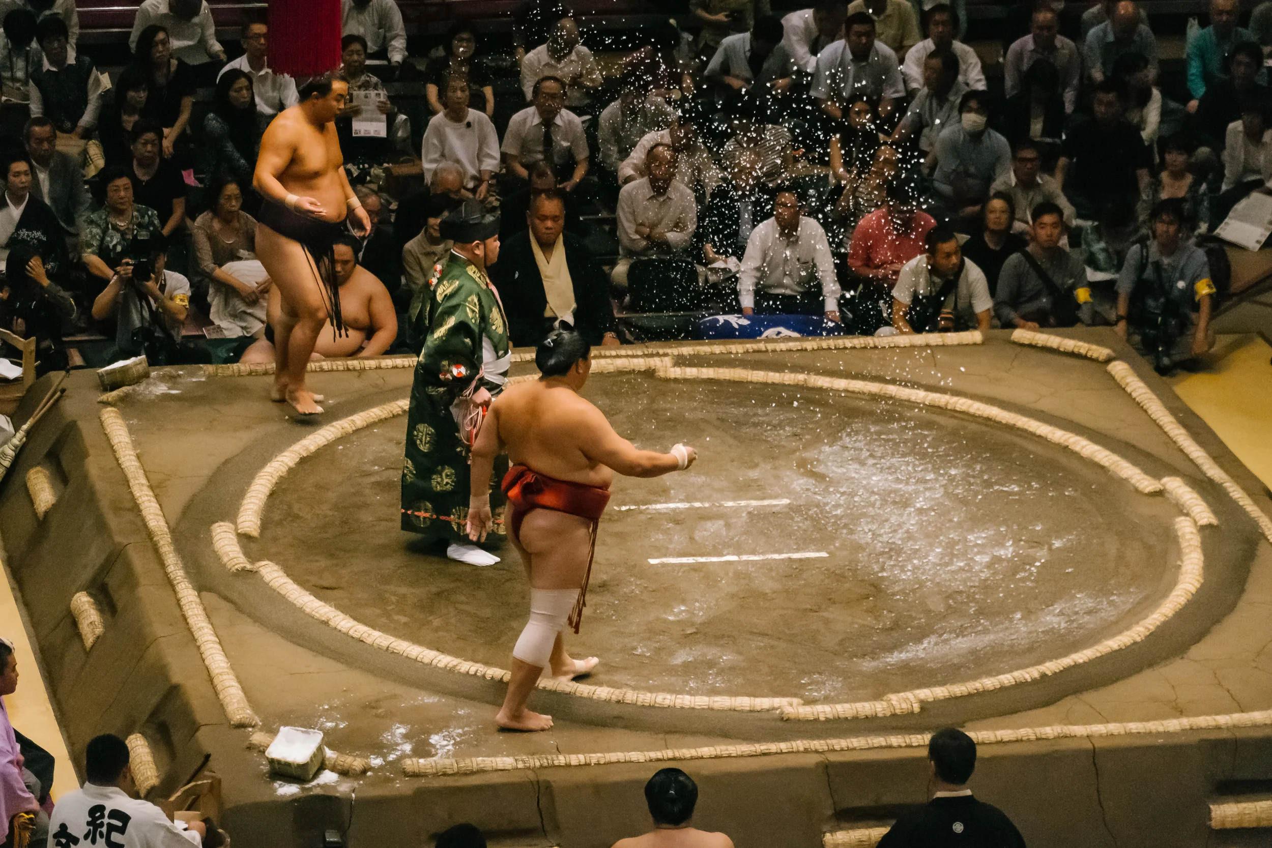 It is tradition to throw rice in to the ring before stepping in
