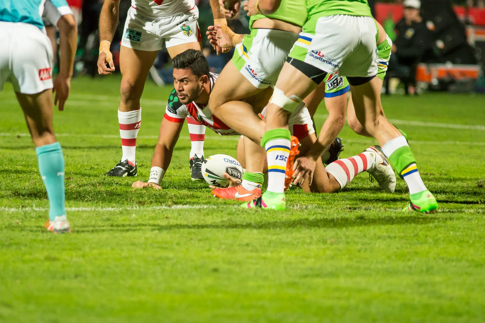 Tim Lafai gets dragged down after making a break