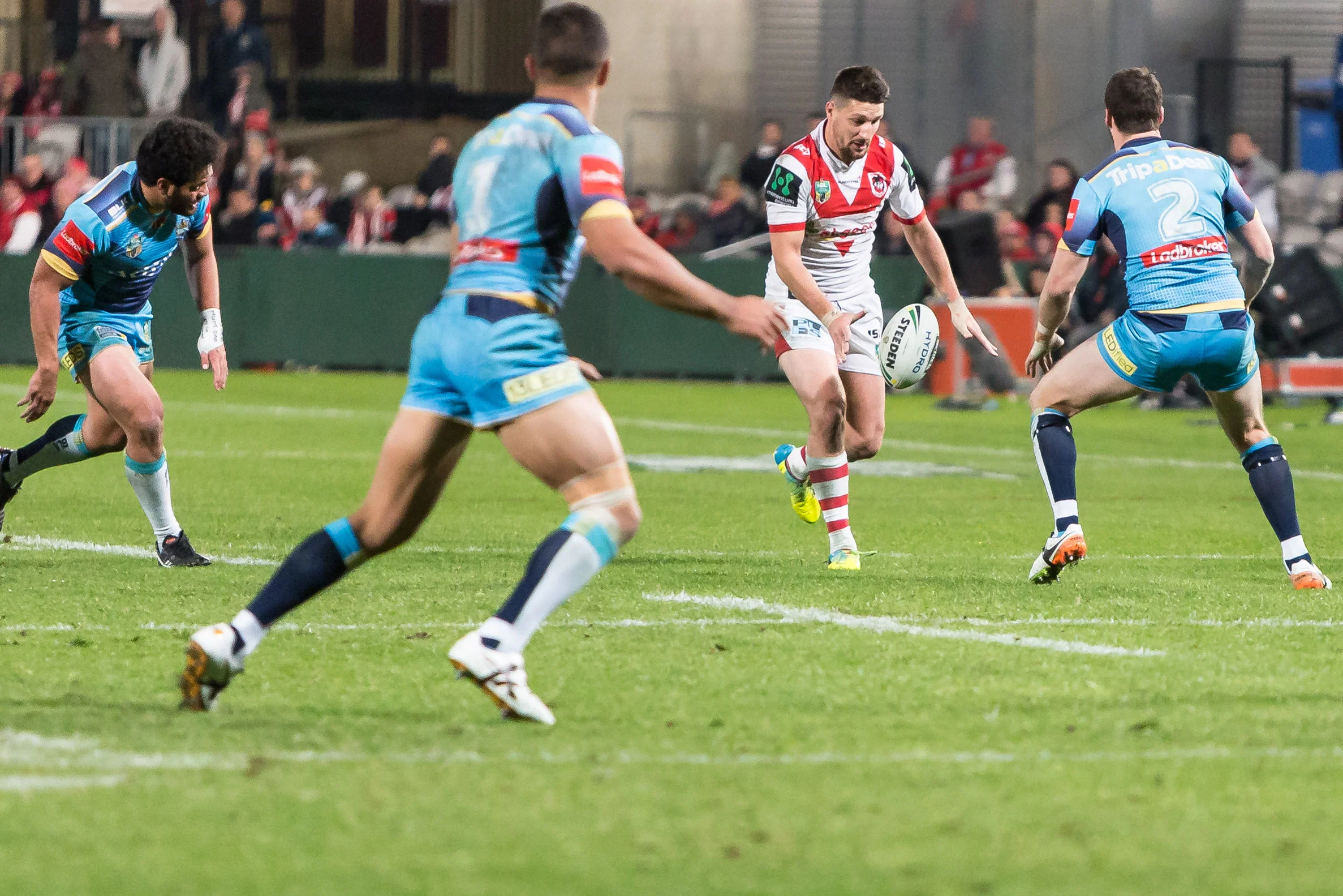 Widdop attempts another probing kick that comes up tryless. Got to keep persisting