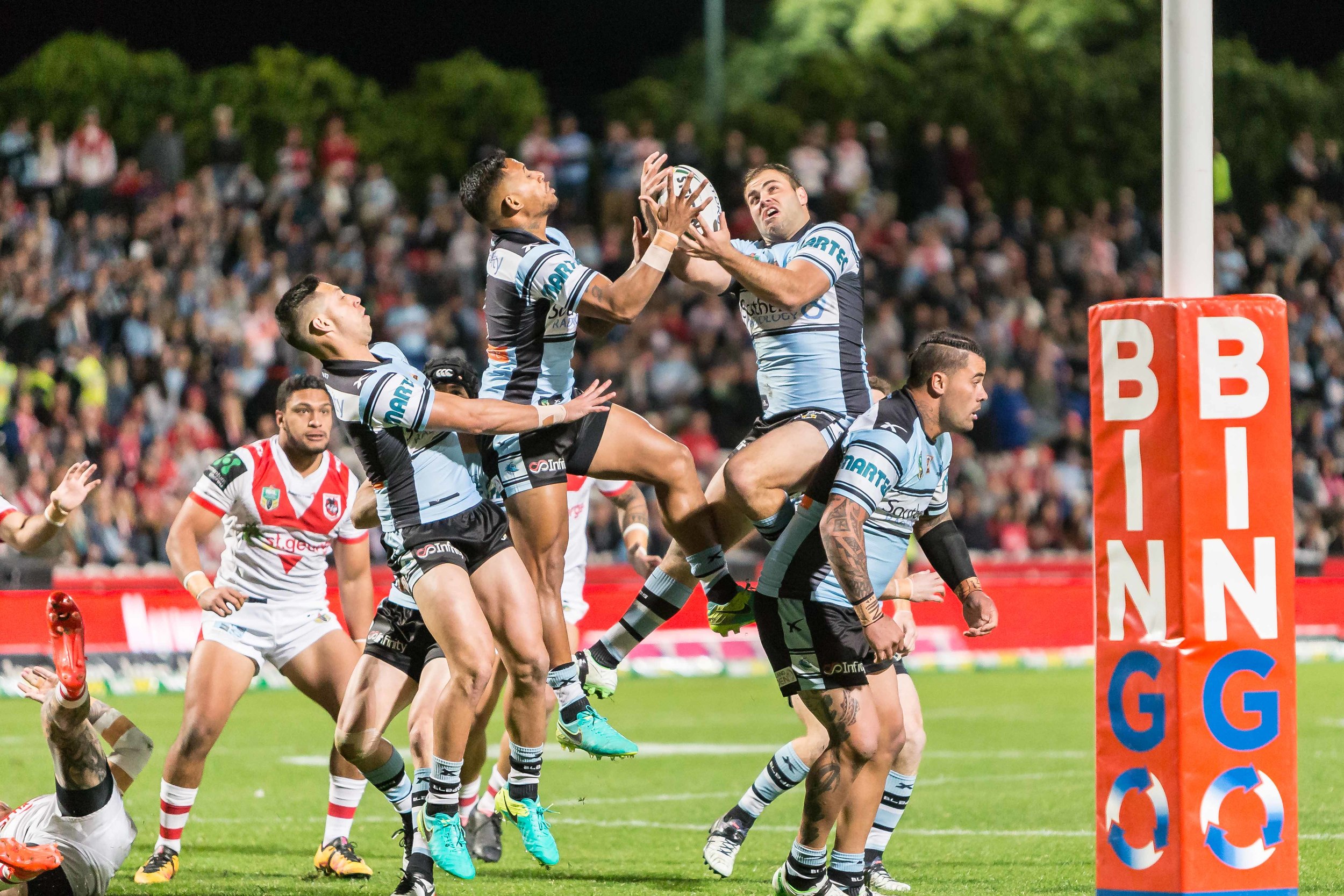 Bombs away ... Benny Barba and Wade Graham go up to defuse it