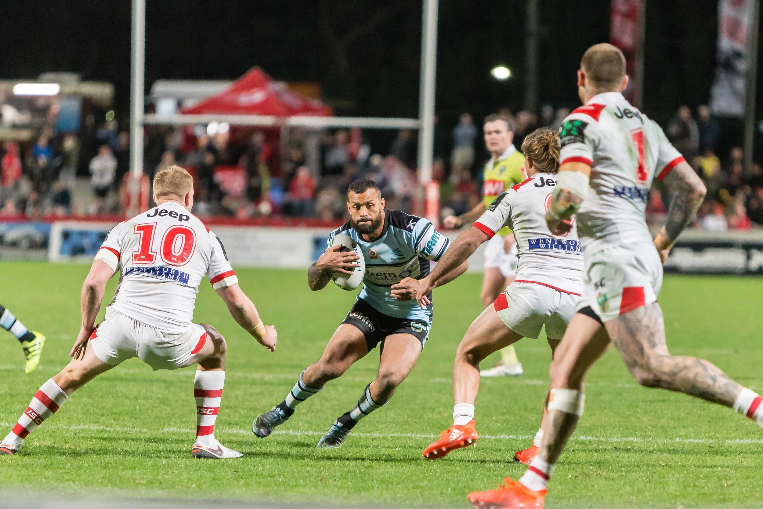 Sharks trying to find a way through the D of the Red V