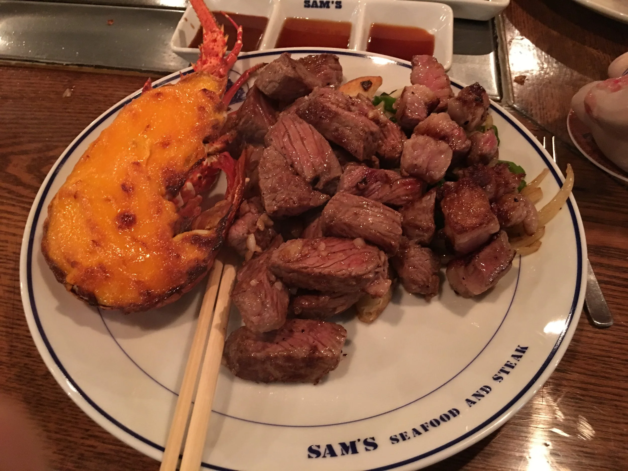 Sam's Anchor Inn, the main dishes in our Teppanyaki set meal