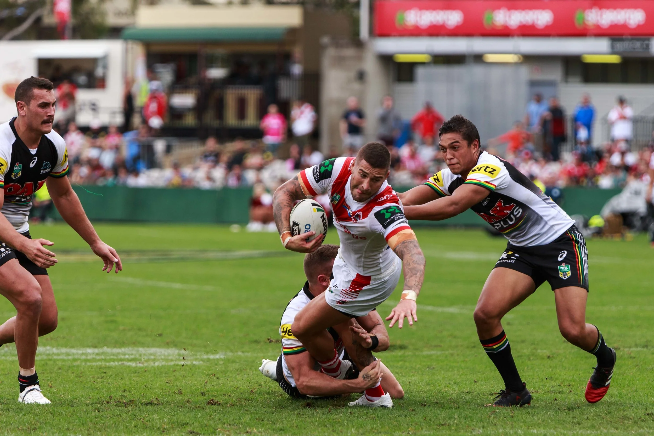 Thompson goes over for his 2nd meat pie of the day