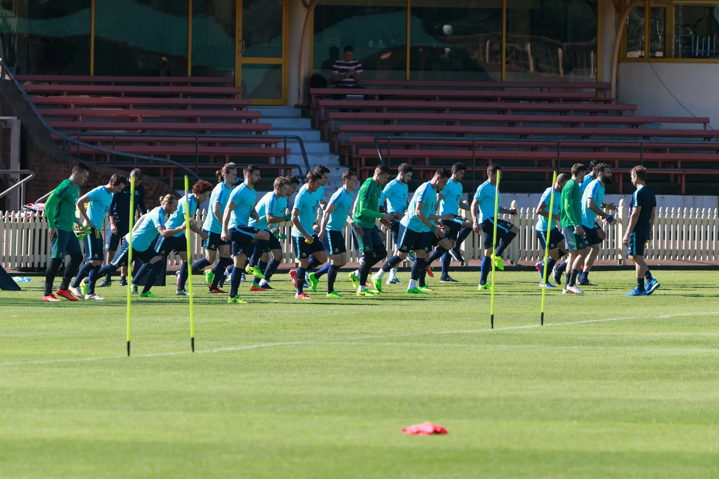 Final stretches by the players before warms ups