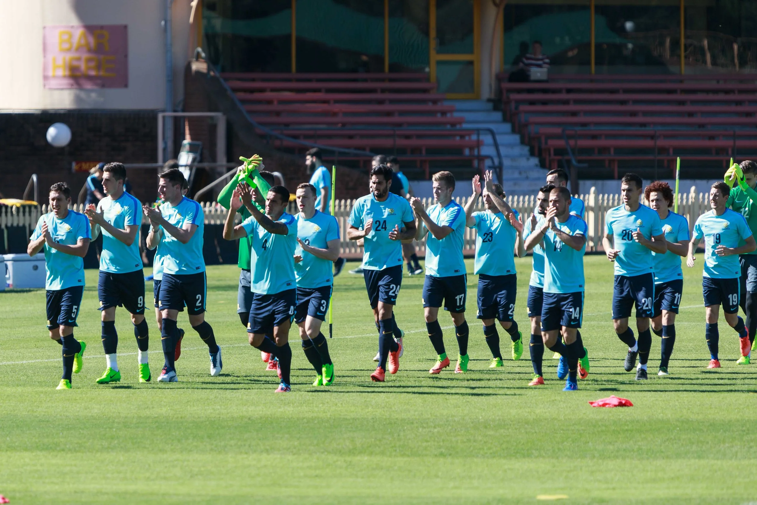 Cahill leads the team off for stroll and applause to the fans that turned up