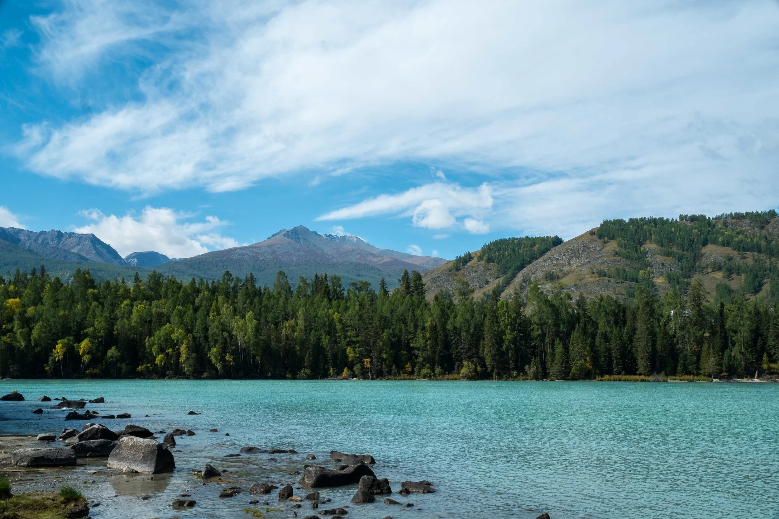 Hmm the water does look different down here than from above at Xinjian Kanas National Geopark