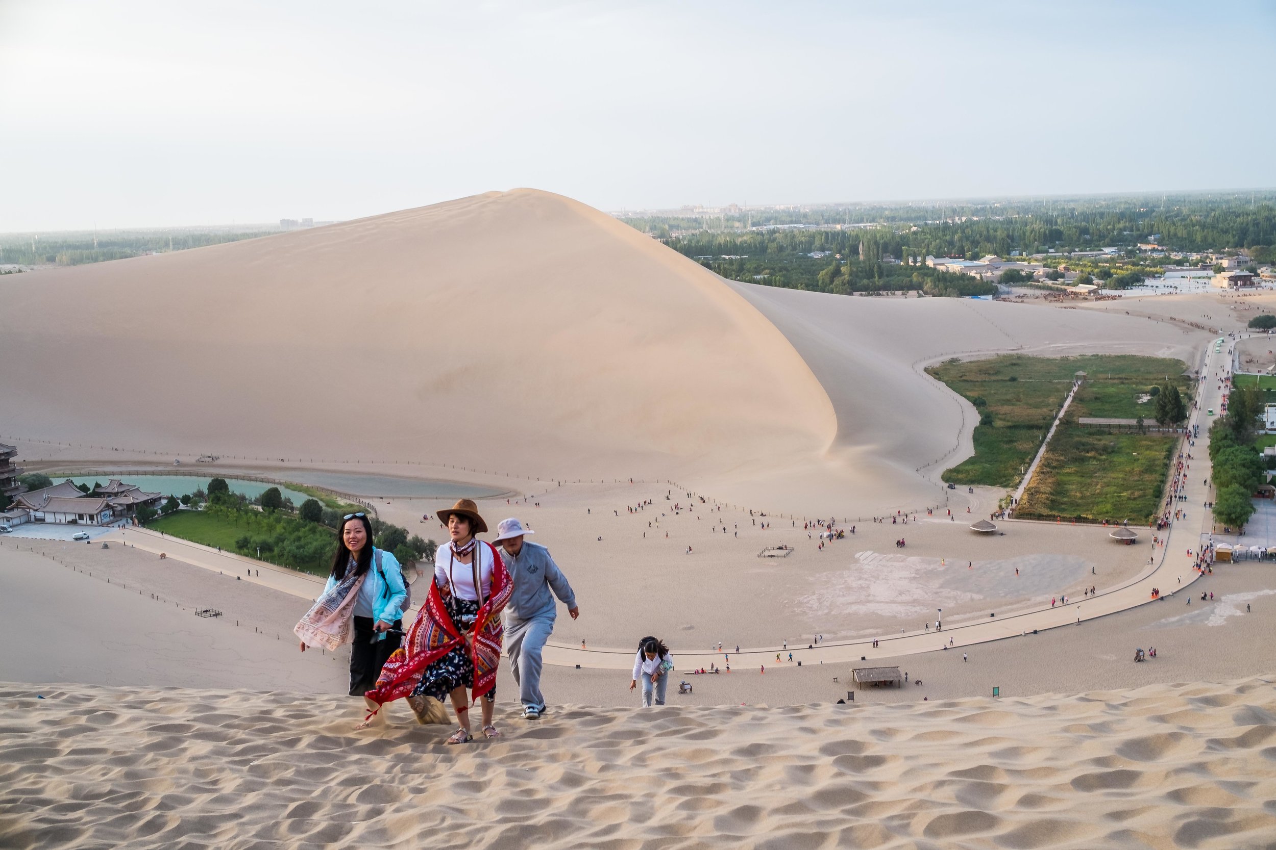 Climbed up the sand dune to get a better view of the Crescent Moon Lake