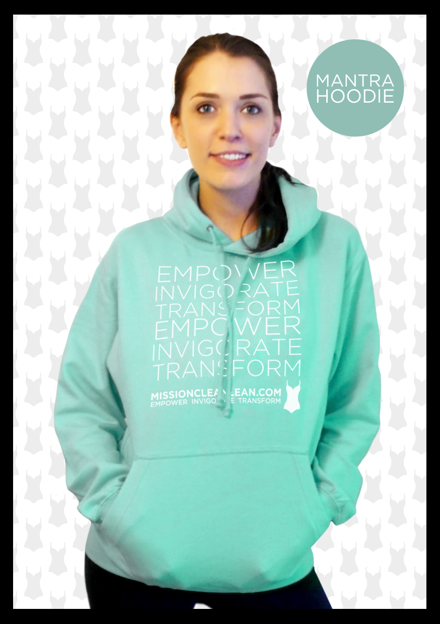 'Empower, Invigorate, Transform' is the mantra we live by. Bring it to life in this top quality hoodie in gorgeous peppermint green. Made from 80% cotton/20% polyester and washable at 40C it has a bunch of features such as ribbed cuffs and hem and a hidden opening for earphone cord feed in the front pouch pocket. Available in sizes S or M (10-12 or 14-16) £30 plus £4.50 p&p
