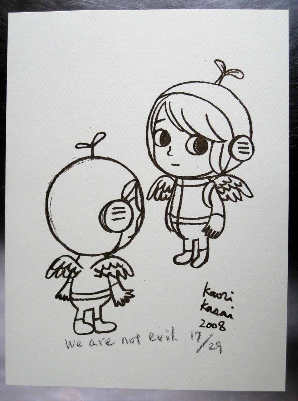 Picked up this cute little print in San Francisco at the wonderful shop, Little Otsu ( http://www.littleotsu.com/ ). They are a small independent publisher with a store in the Mission district. The place is chocked full of gorgeous things - prints, books, t-shirts and all manner of design oddities. See http://urbanbrowser.co.uk/ for a nice piece about the shop. Sorry but I can't remember the artist details for the print - if it's you, drop me a line and I'll add them.