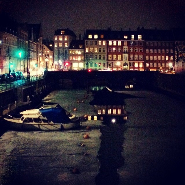 #stormbroen canal is partially melted and has candy colored #reflection - #nighttime #copenhagen