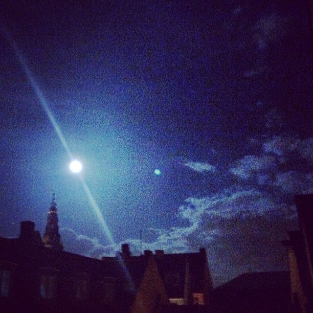 #moon over #copenhagen #rooftops