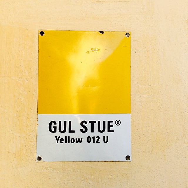 Colour swatch nailed to wall on #Kompagnistræde #copenhagen - #pantone #colour #color #yellow