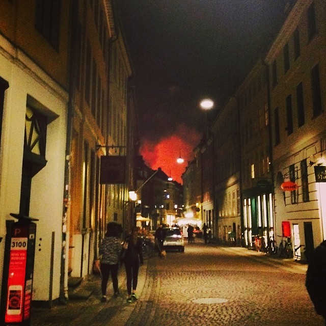 #tivoli #firework #smoke in the distance on #Kompagnistræde #copenhagen