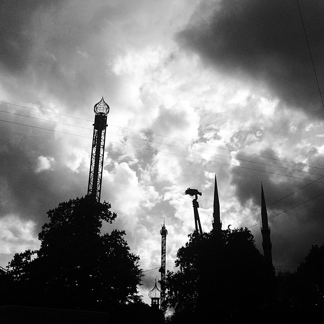 #silhouettes of #tivoli #copenhagen - #clouds #blackandwhite #drama #vscocam