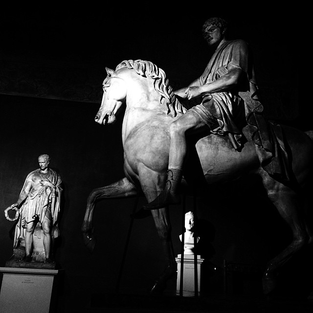 nighttime at the museum - #Thorvaldsenmuseum #copenhagen #blackandwhite #sculpture #art #classical #vscocam