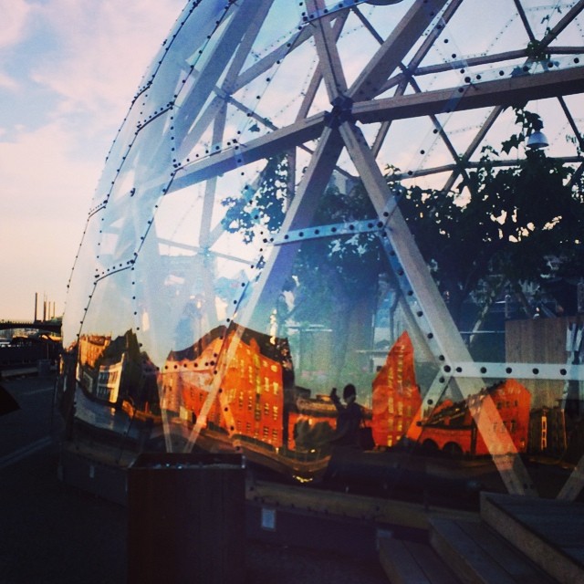 #geodesicdome and #reflections of #christianshavn on the #docks #copenhagen