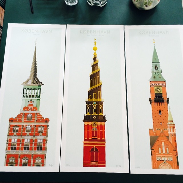 Lovely illustrations of #copenhagen #spires - makes me think of #monumentvalley