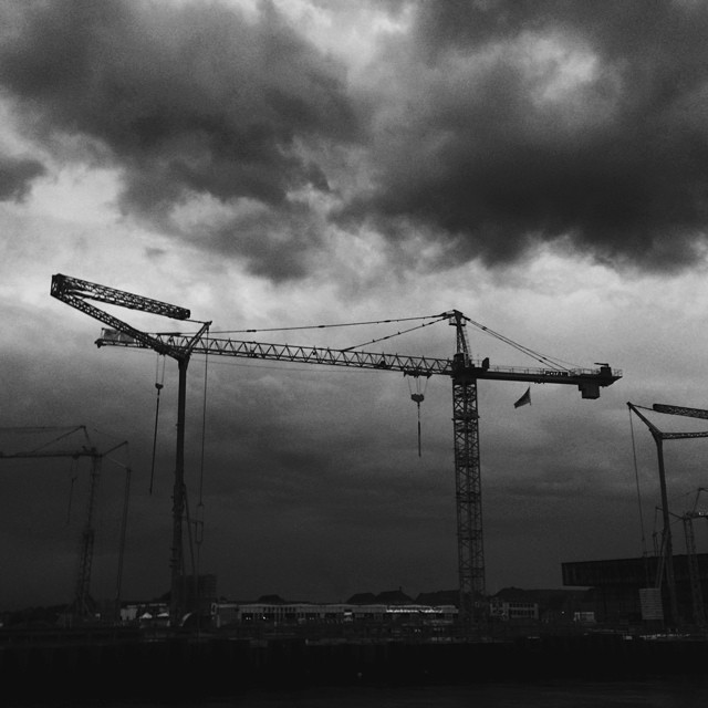 #copenhagen #dockside under #construction - #sky #clouds #blackandwhite #vscocam #vscogod