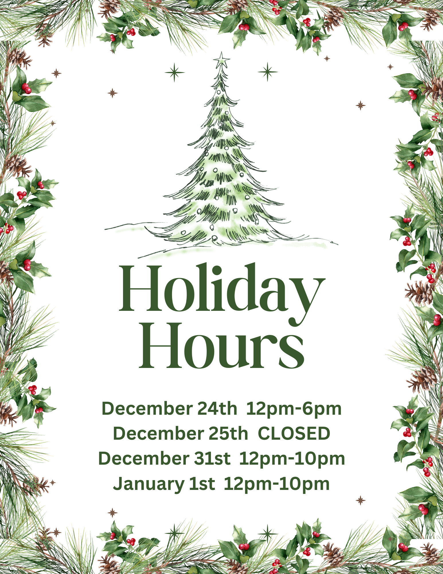 Closing Early Christmas Eve