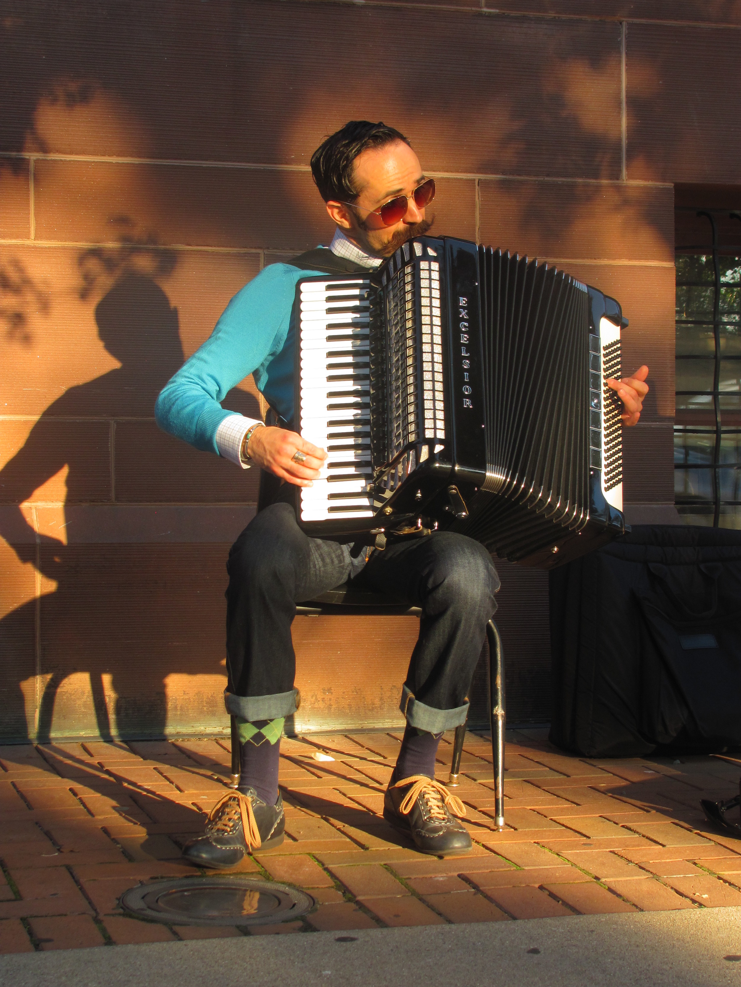 Busking outside St. Cecilia Music Center, ArtPrize 2013