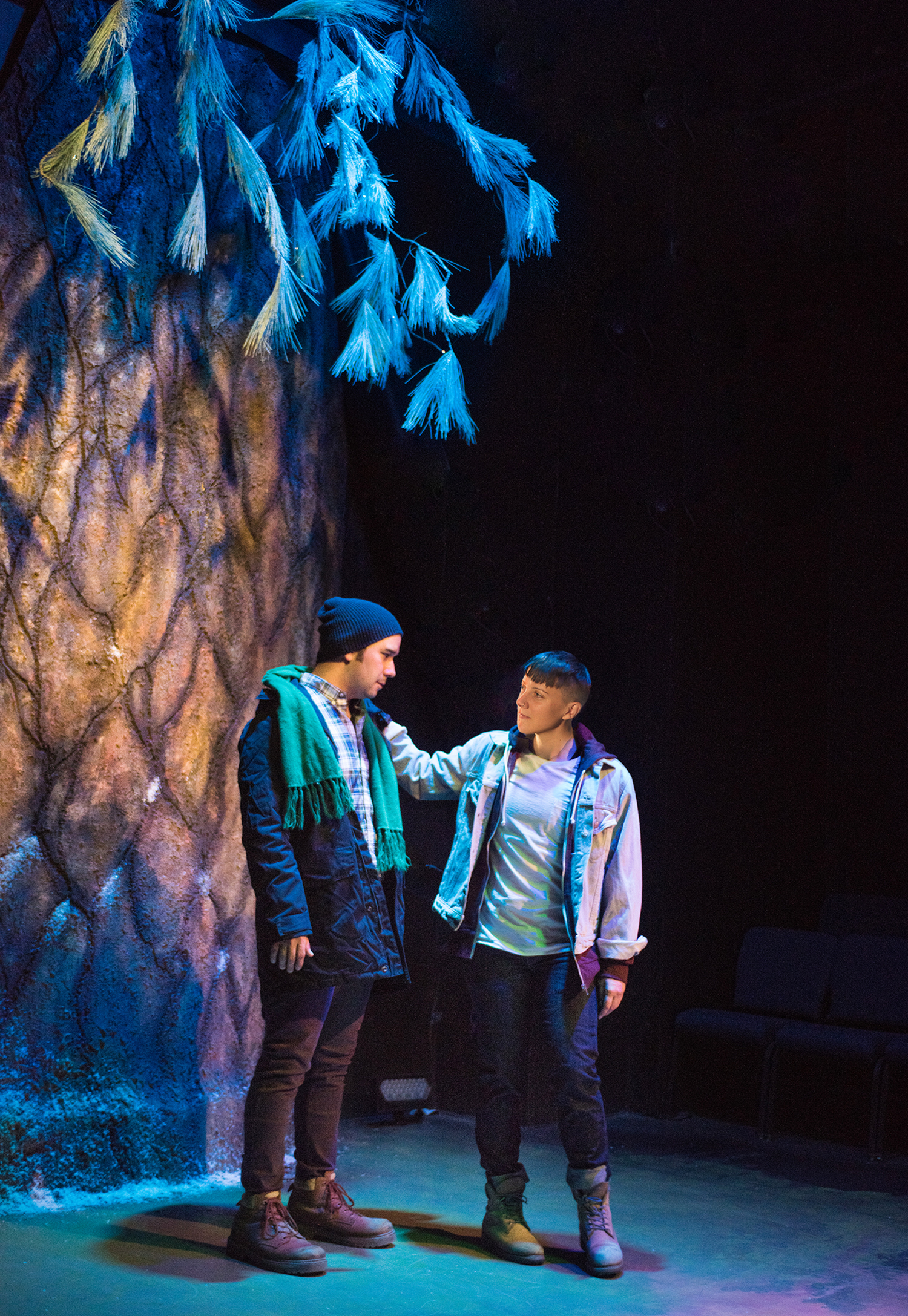 Matthew Hannon, SK Kerastas. Scenic Design by Christian V. Mejia, Costume Design by Miriam Lewis, Lighting Design by Anthony Powers, Sound Design by James Ard, Puppet Design by Dave Haaz-Baroque, Prop Design by Adeline Smith. Photo by Lois Tema.