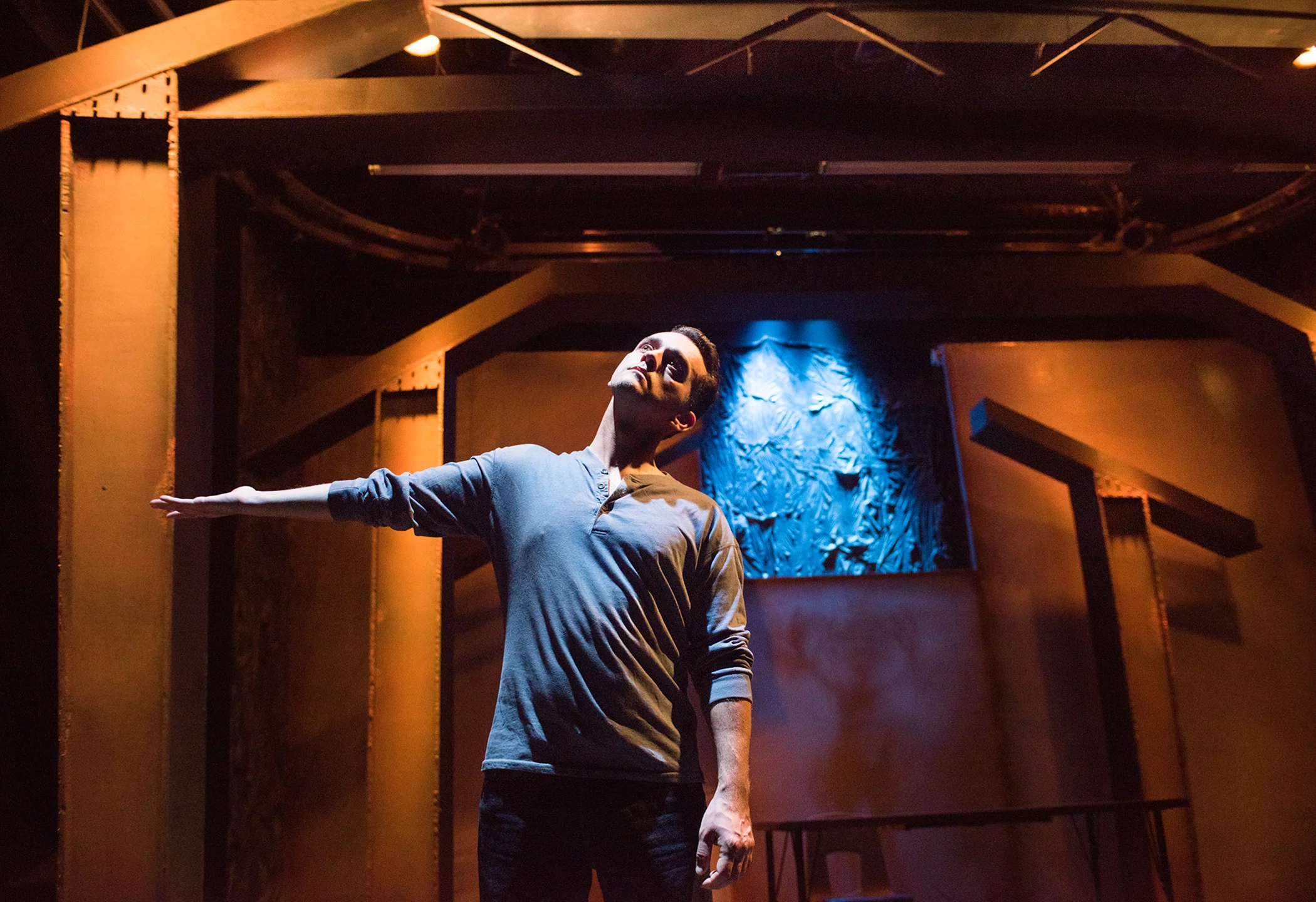 Eric Kerr. Scenic design by Devin Kasper, costume design by Jorge R. Hernandez, lighting design by Virginia Herbert, sound design by Sara Witsch, prop design by Daniel Yelen. Photo by Lois Tema