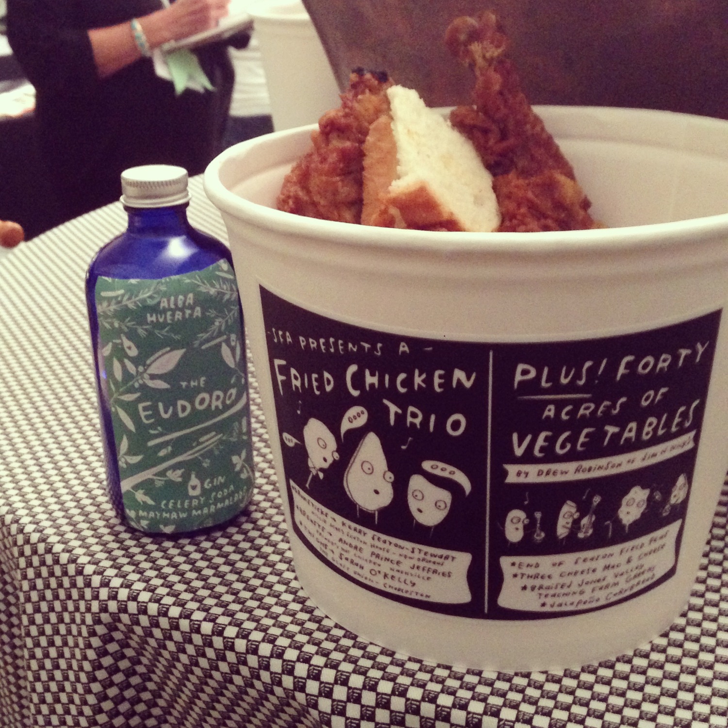  Chicken bucket + flask labels for the 16th symposium of the  Southern Foodways Alliance  