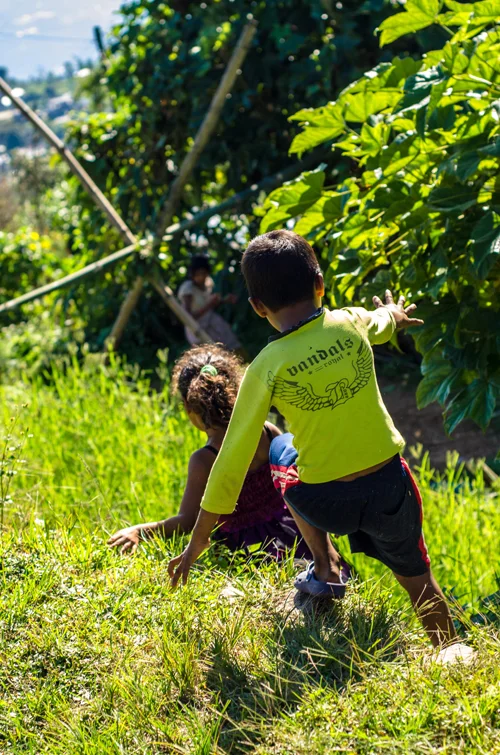 We walked past these kids playing on the way back down the hill