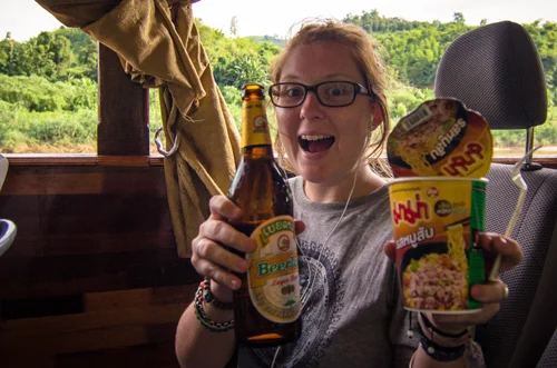 An incredibly expensive box of noodles! (What can one expect being such a captive audience?) The beer was perfectly reasonable though!