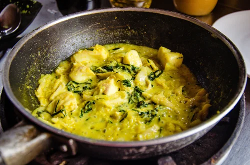 Fish Amok cooking (this all happens very fast!)