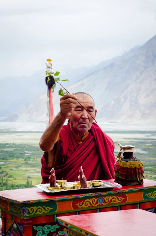 Tibetan Buddhist Puja at Diskit Gompa, Ladakh, India