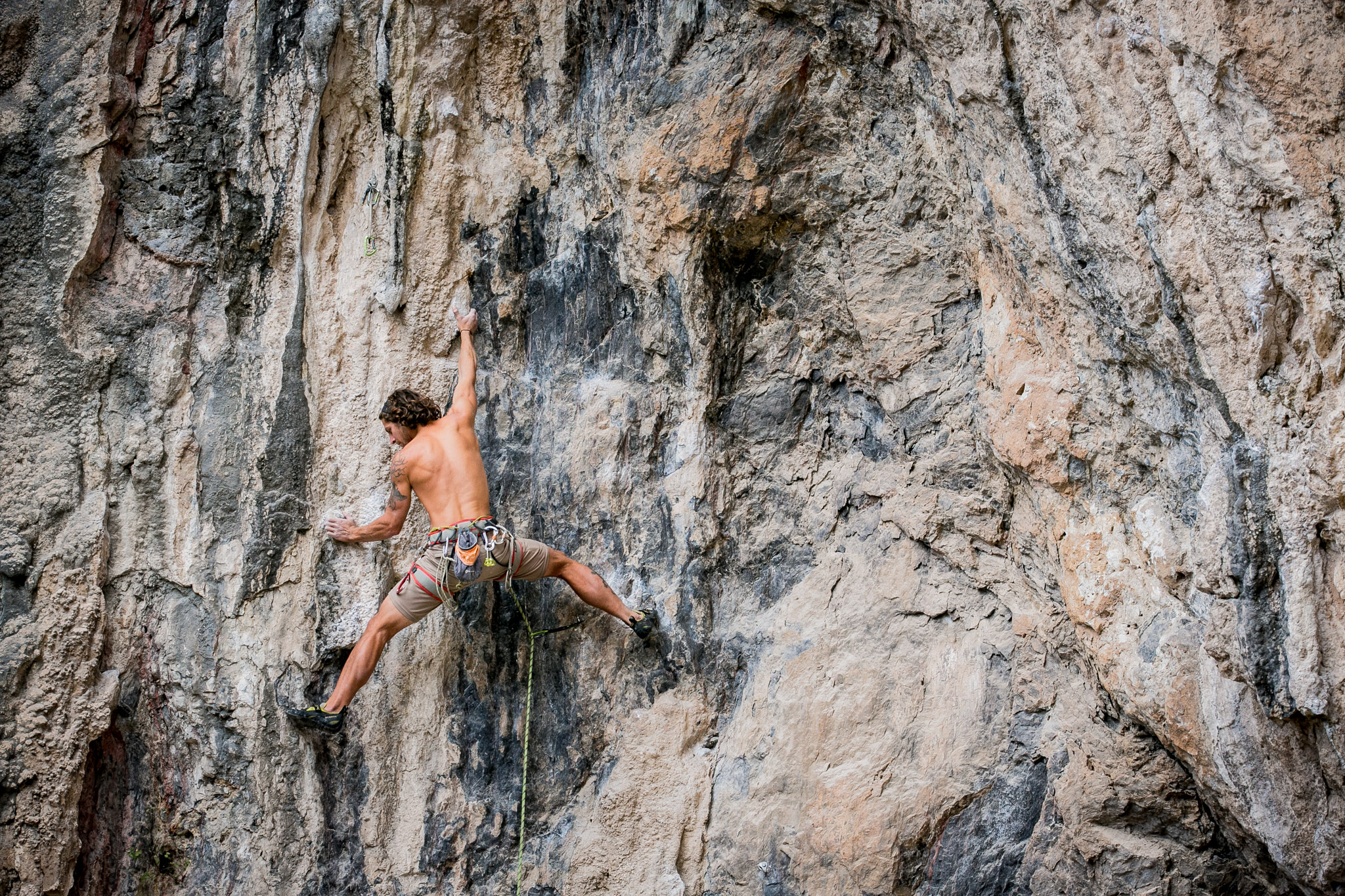 Wade tackling the classic line Bluefin, 5.12a, at The Surf Bowl.