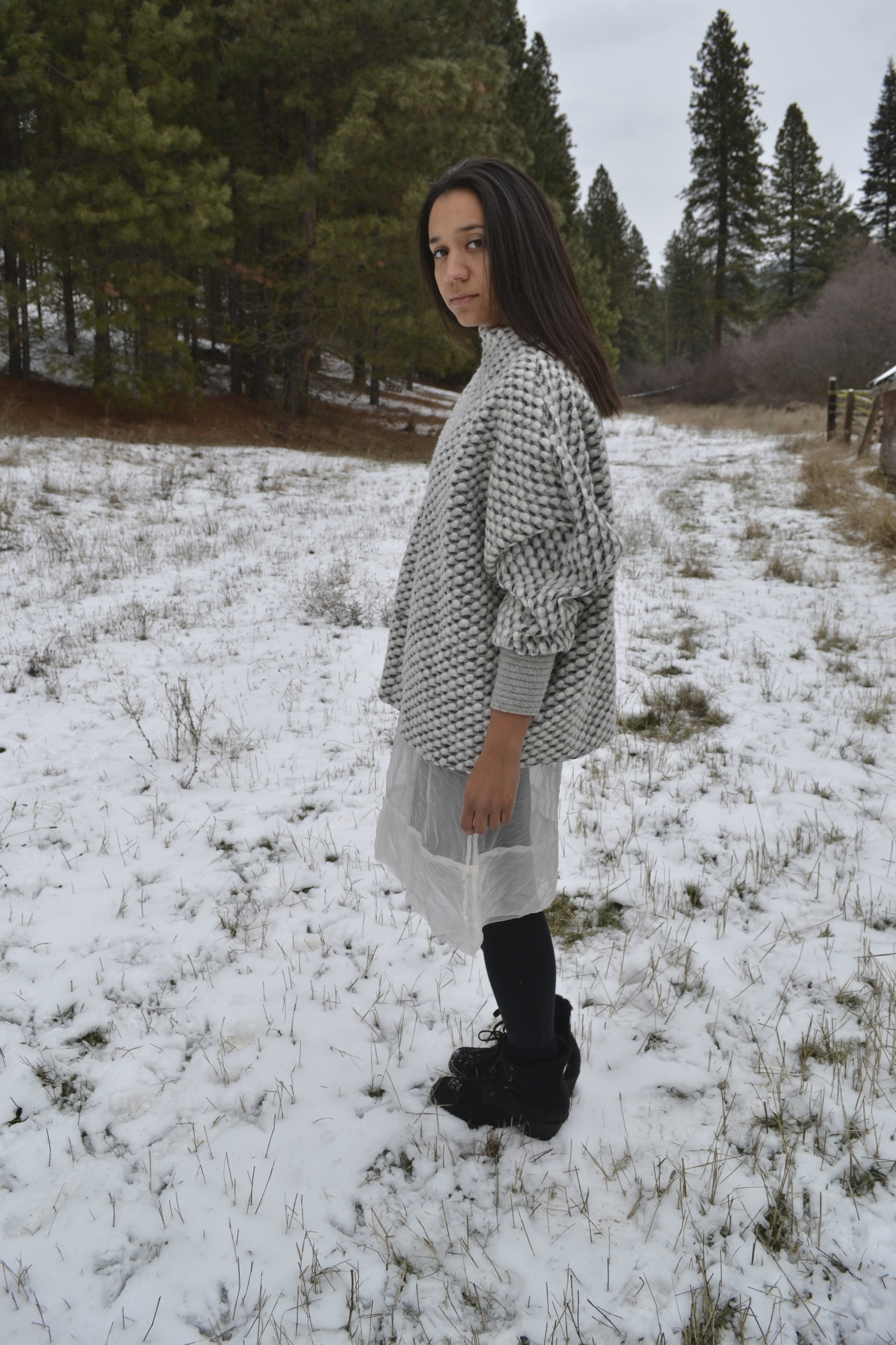 Italian wool sweater knit. Oversized, batwing design. there are three...225.