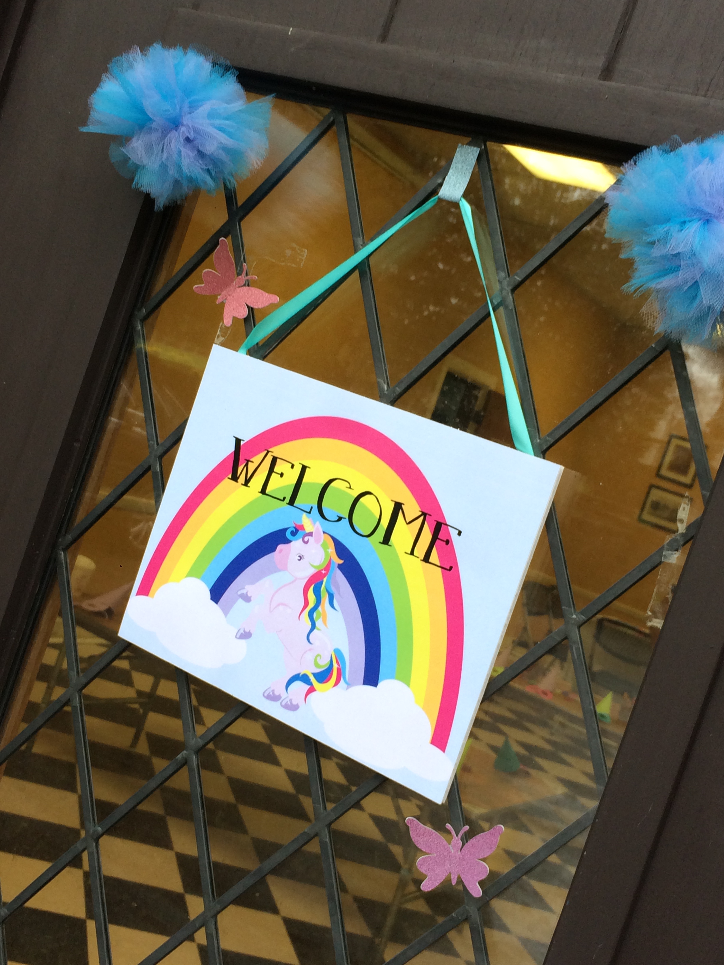 Rainbow Unicorn Welcome Sign