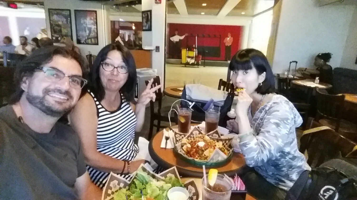 Eating some lunch before boarding
