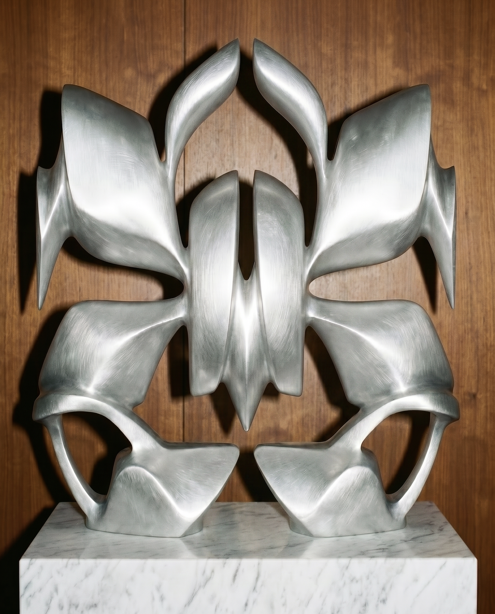 Nouveau Western, 2026
Brushed aluminium on white marble
