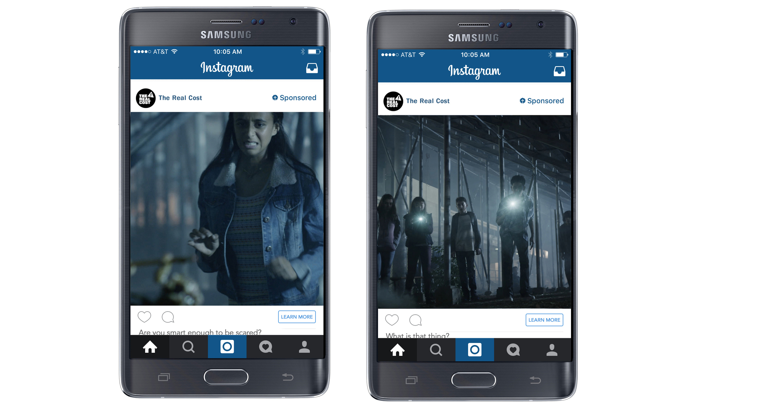 We leveraged the spooky, horror-movie-esque feel of our TV spots to create an entire campaign on Instagram. Creatures, as a metaphor for cigarettes, attack high schoolers. Our Instagram sponsored ads piqued the interest of Instagram users with creep…