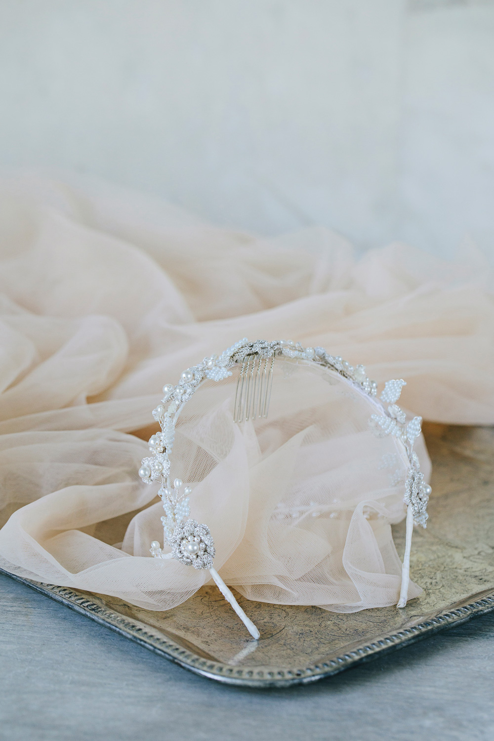 Lady Guinevere-Wedding Veils, Bridal crown veil, white flow…