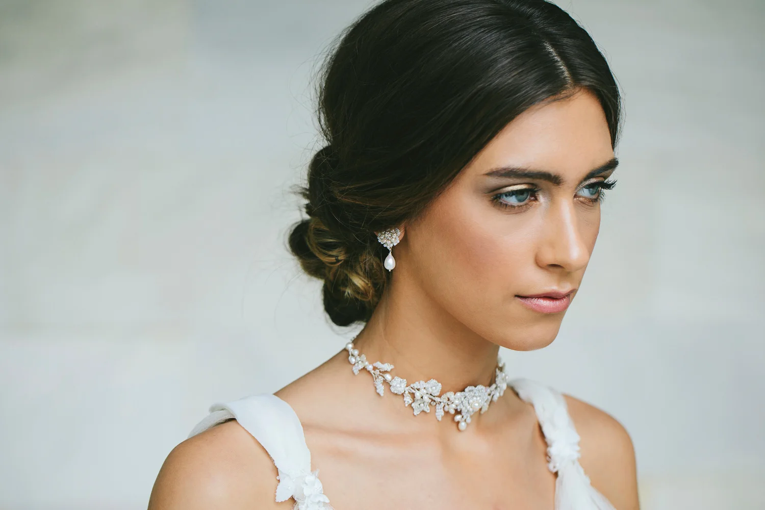choker necklace for formal dress Floral wedding necklace - Embroidered primrose choker necklace