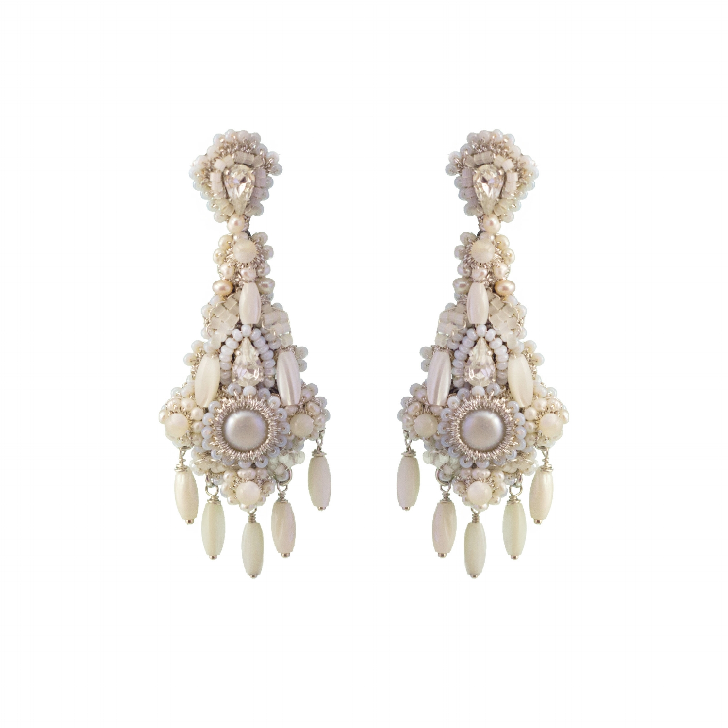 Pearl Wedding Chandelier Earrings | Boho Teardrop Bridal Earrings ...