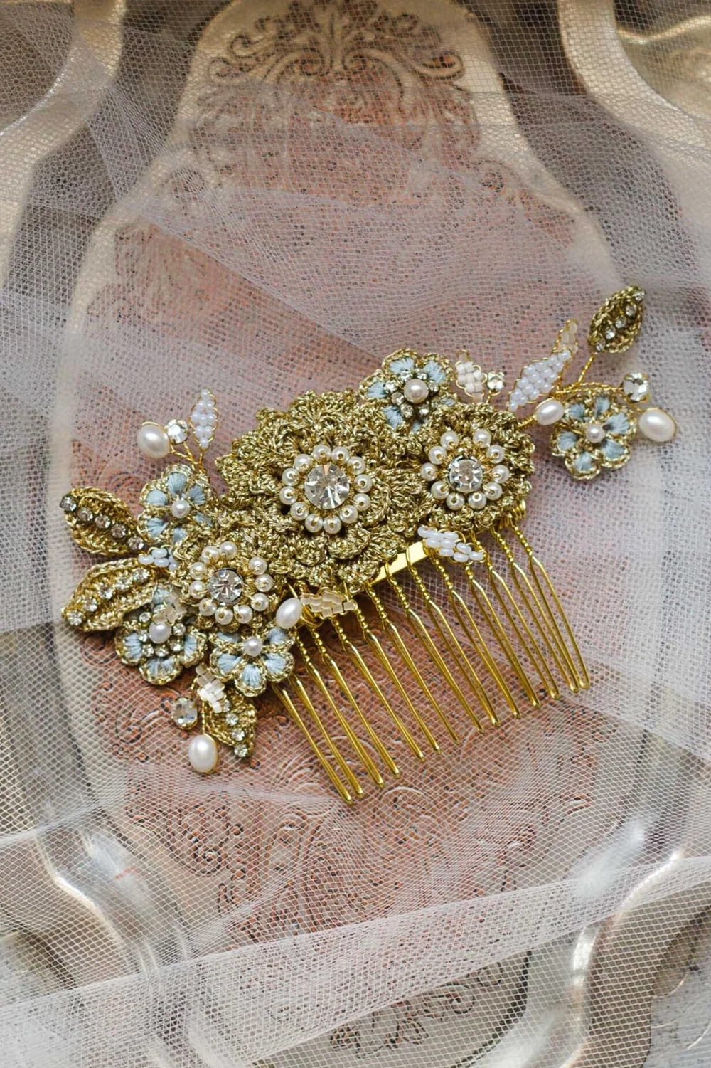 Pearl Floral comb wedding bridal Gold Ivory Ivory Pearl and Crystal Floral Wedding Hair Comb in Silver main image 4