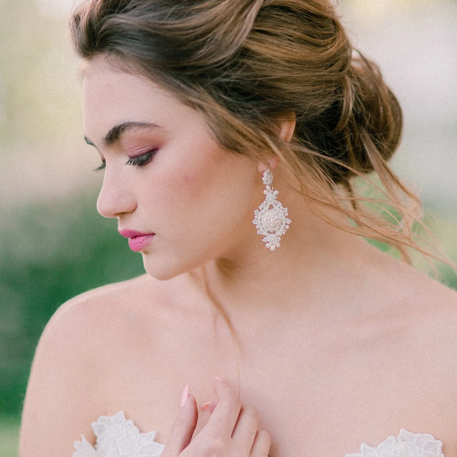 long cape wedding dress Lilac Lace Appliques V-Neck Illusion Cape A-Line Wedding Dress main image 1