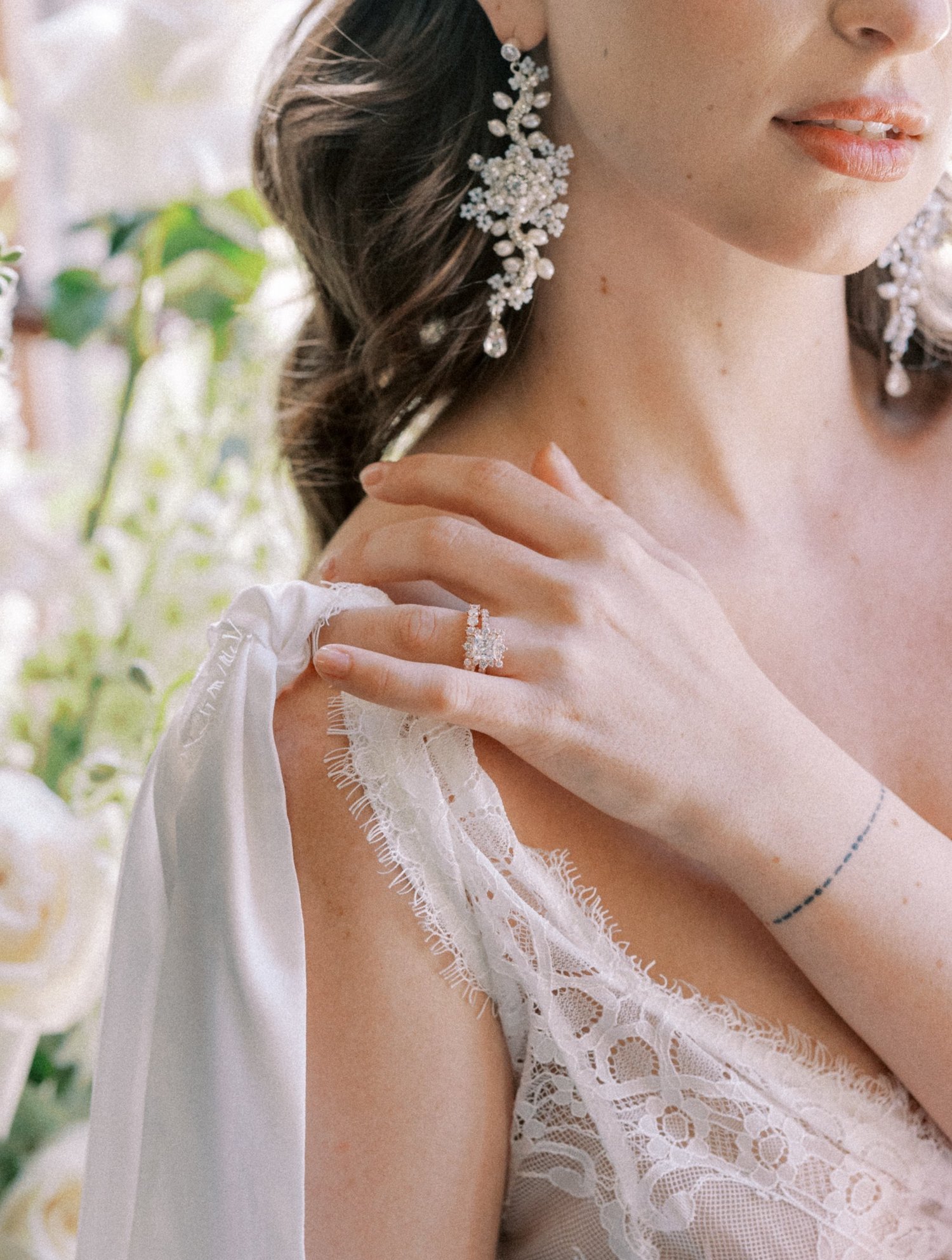 Delphinium Earrings (White with Ivory Accents)  Edera Jewelry | Heirloom Lace Wedding Accessories