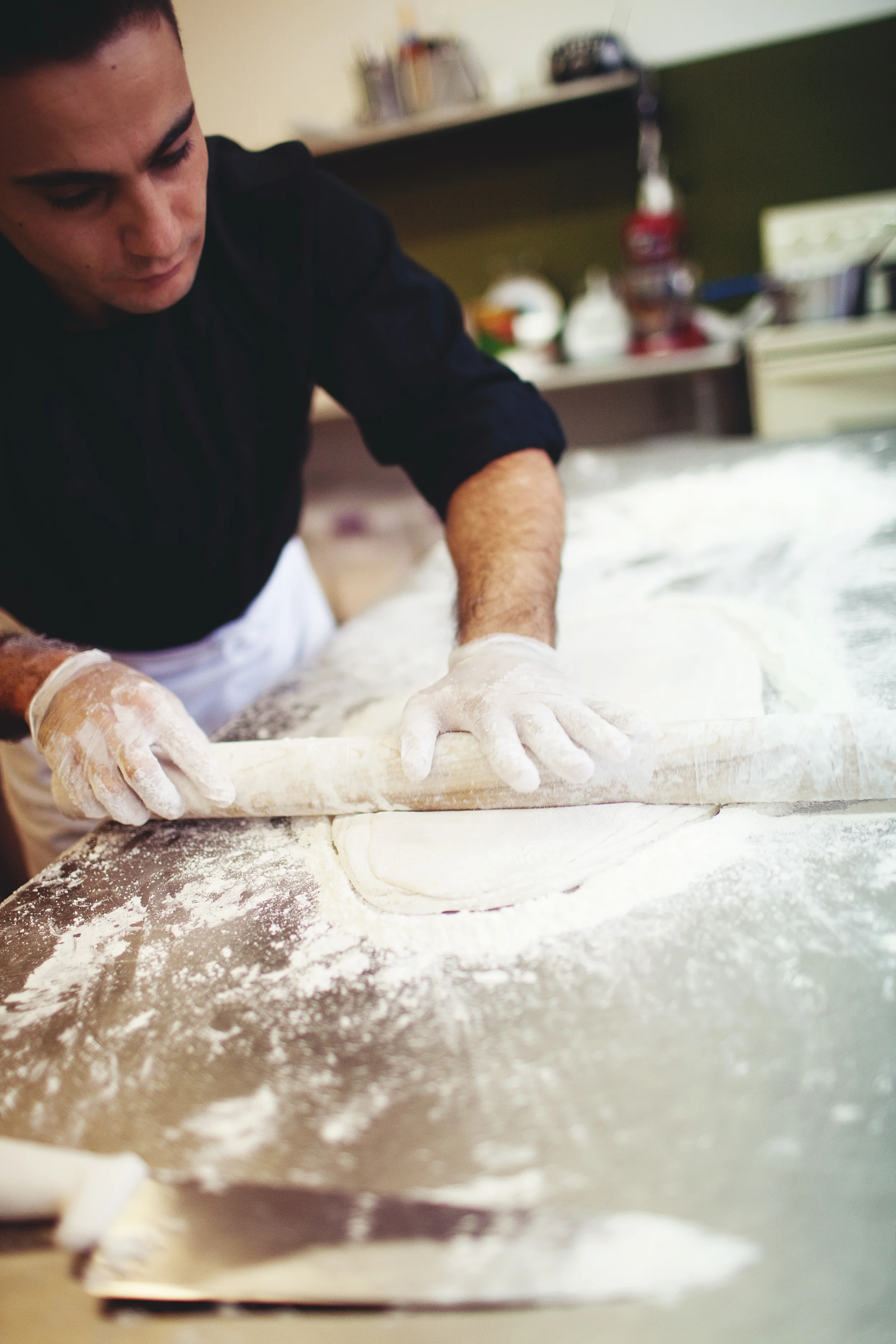 Sweet-Maker, Ahmad Aissa, hand-rolling our signature vegan fillo dough.