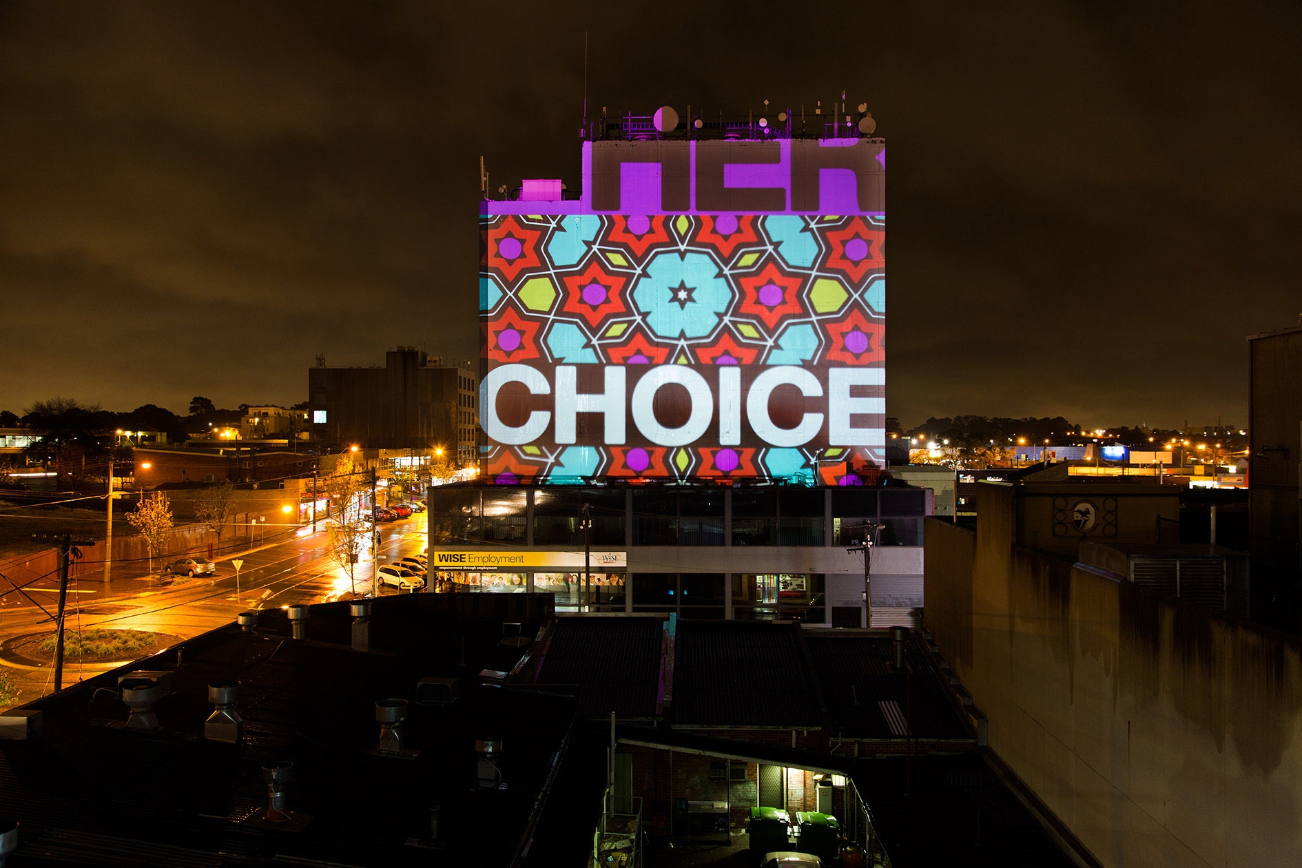   HER CHOICE, &nbsp;2013  COMMISSIONED BY CITY OF GREATER DANDENONG  NOCTURNAL 2013 CURATED BY  IAN  &nbsp;DE GRUCHY  PHOTOGRAPHY  JAMES MORGAN  