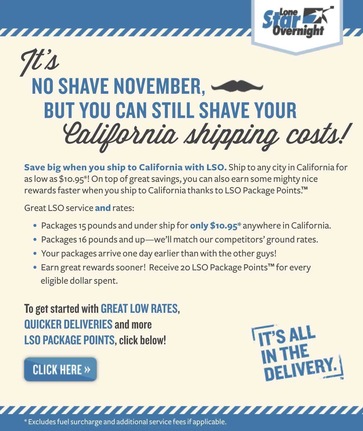 Promotional Eblast for shipping services and rewards programs.