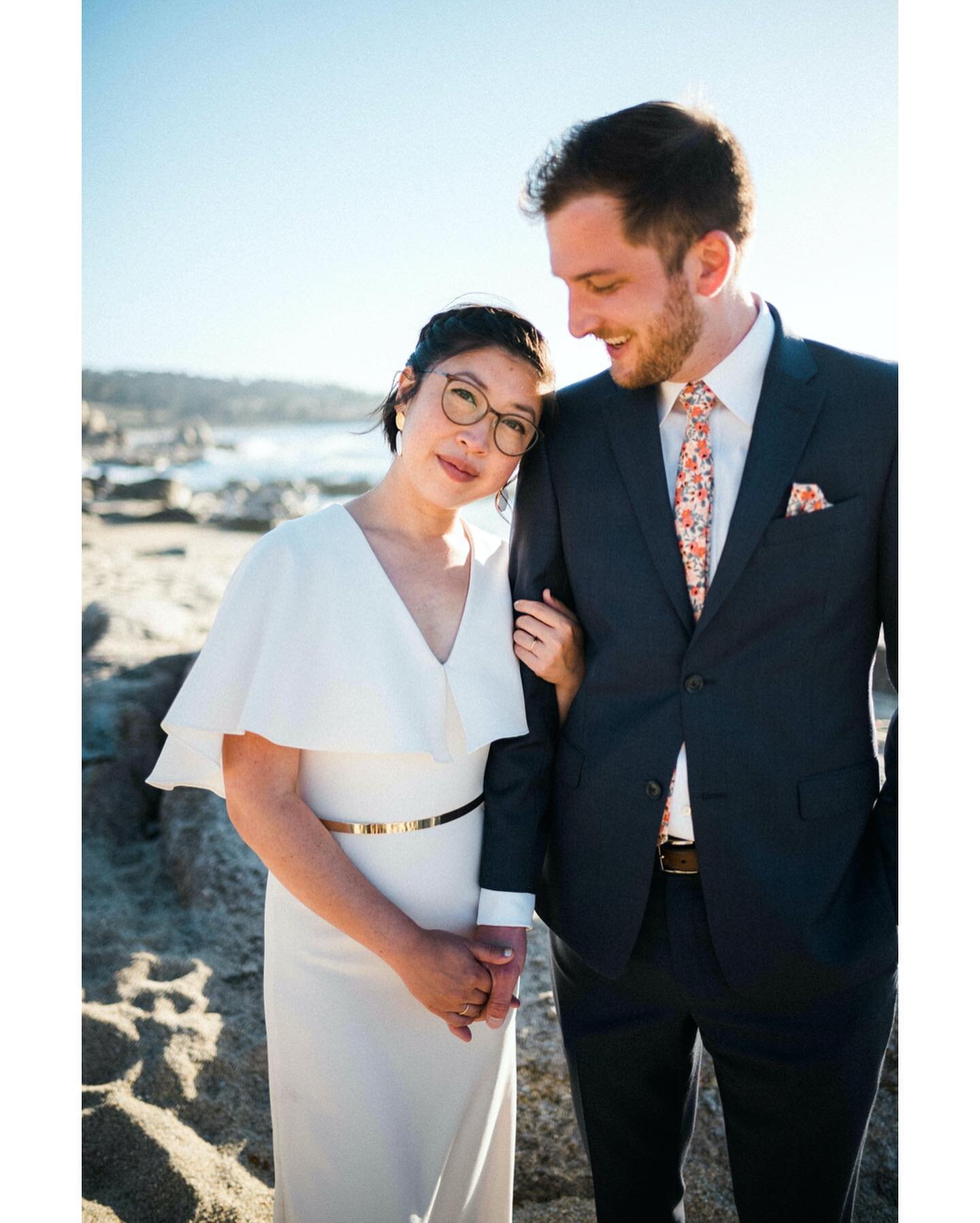 A warm-ish October afternoon, a month ago. @conniewlam and I, Sam and Alexis, and our aptly-named photographers @stewartandconnie. We exchanged vows at Point Lobos and were promptly kicked out of the park for not having a permit (slide 6 is us walkin