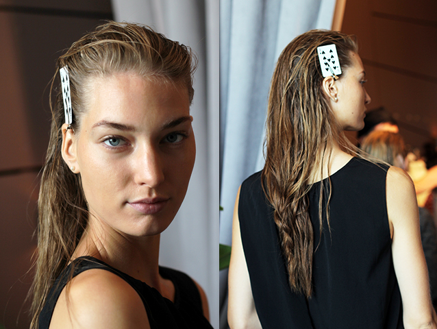  ECKHAUS LATTA | BACKSTAGE NYFW | SS 2015 | ORIBE HAIR CARE   Key Hair: Ramona Eschbach for Jed Root. Hair: Oribe Hair Care Team. Yanin Colmenero | Umbrella Salon, Roz Corpuz | Umbrella Salon, Jan-Michael Macutay | Umbrella Salon. Special Thanks to T